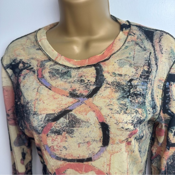 Cosabella Multicolored Artsy 90’s/Y2K Inspired Retro  Mesh Long Sleeve Top L/Xl? - Picture 7 of 14